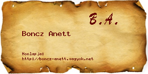 Boncz Anett névjegykártya