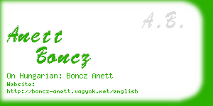 anett boncz business card